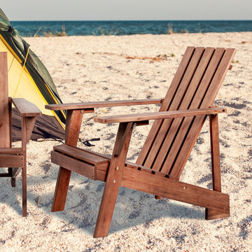 Irving Outdoor Patio Modern Acacia Wood Adirondack Chair - JONATHAN Y